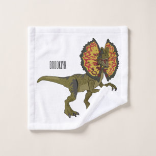 Dilophosaurus cartoon illustration bath towel set