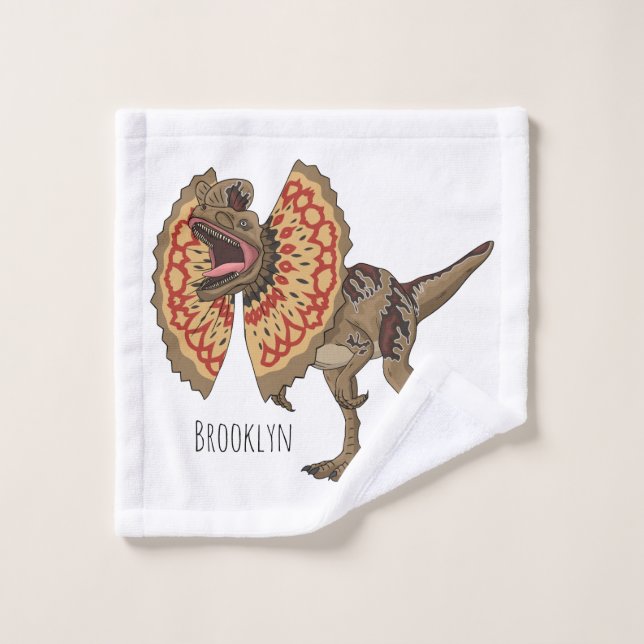 Dilophosaurus cartoon illustration  bath towel set (Wash Cloth)