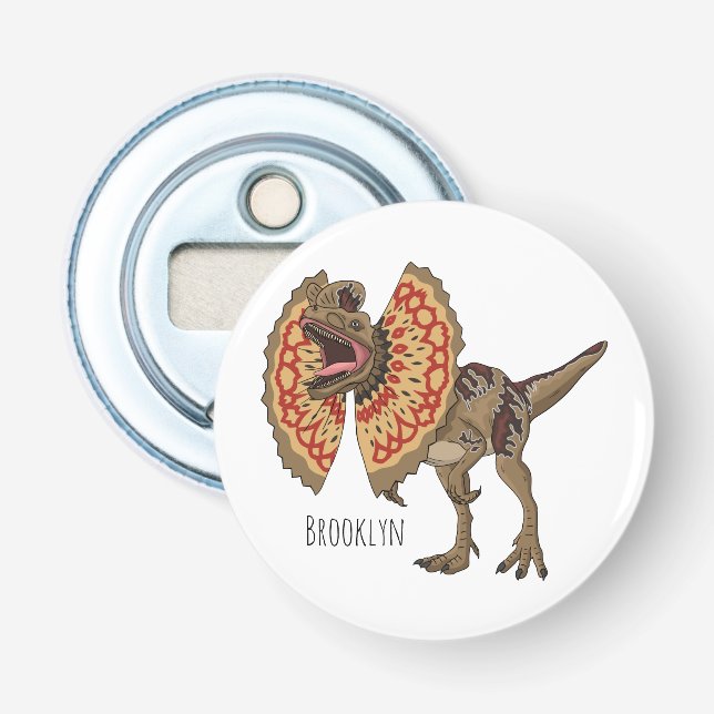 Dilophosaurus cartoon illustration  bottle opener (Front)
