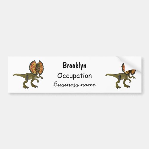 Dilophosaurus cartoon illustration bumper sticker