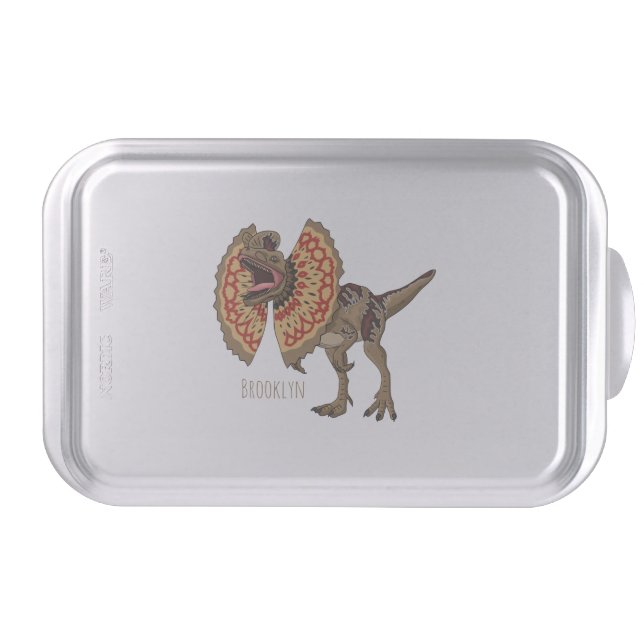 Dilophosaurus cartoon illustration cake pan (Front)