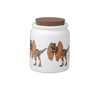 Dilophosaurus cartoon illustration candy jar