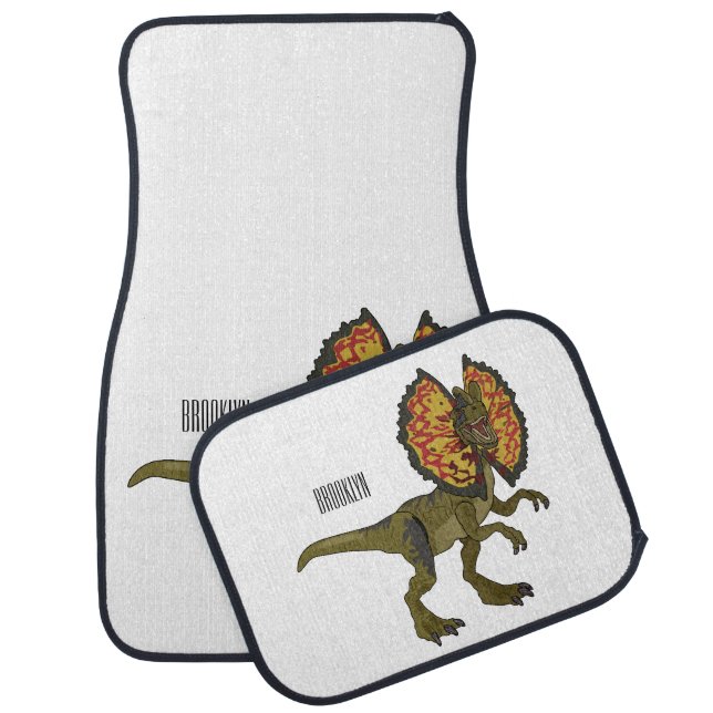 Dilophosaurus cartoon illustration car floor mat (Set)