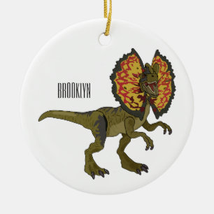Dilophosaurus cartoon illustration ceramic ornament