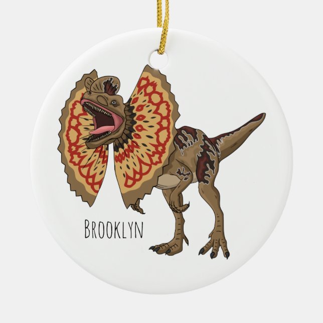 Dilophosaurus cartoon illustration ceramic ornament (Front)