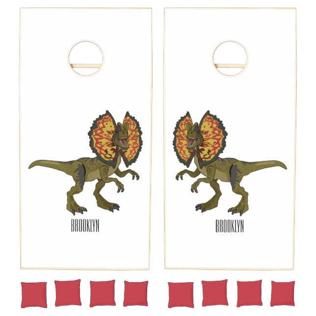 Dilophosaurus cartoon illustration cornhole set (Set)