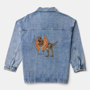 Dilophosaurus cartoon illustration  denim jacket
