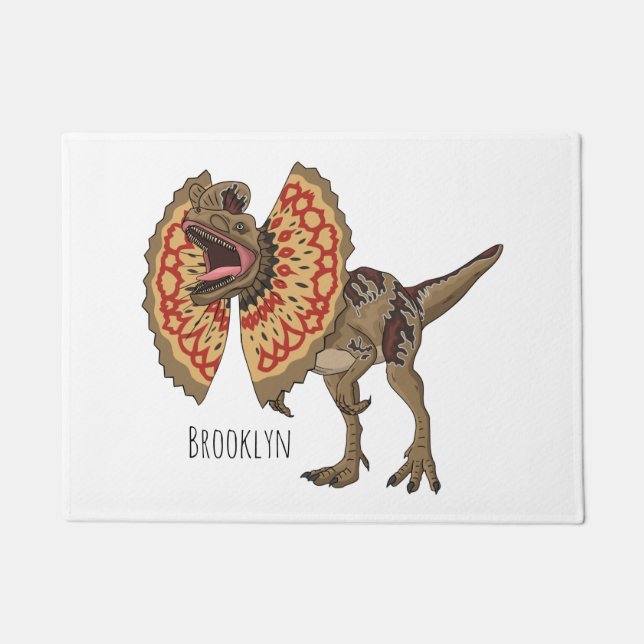 Dilophosaurus cartoon illustration  doormat (Front)