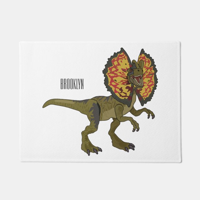 Dilophosaurus cartoon illustration doormat (Front)