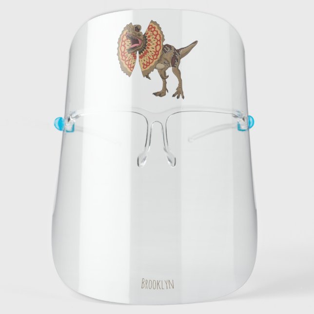 Dilophosaurus cartoon illustration  face shield (Front)