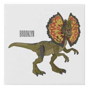 Dilophosaurus cartoon illustration faux canvas print
