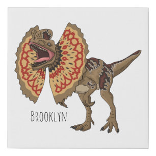 Dilophosaurus cartoon illustration faux canvas print