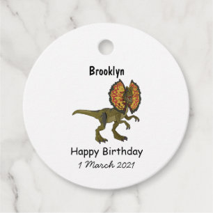 Dilophosaurus cartoon illustration favor tags