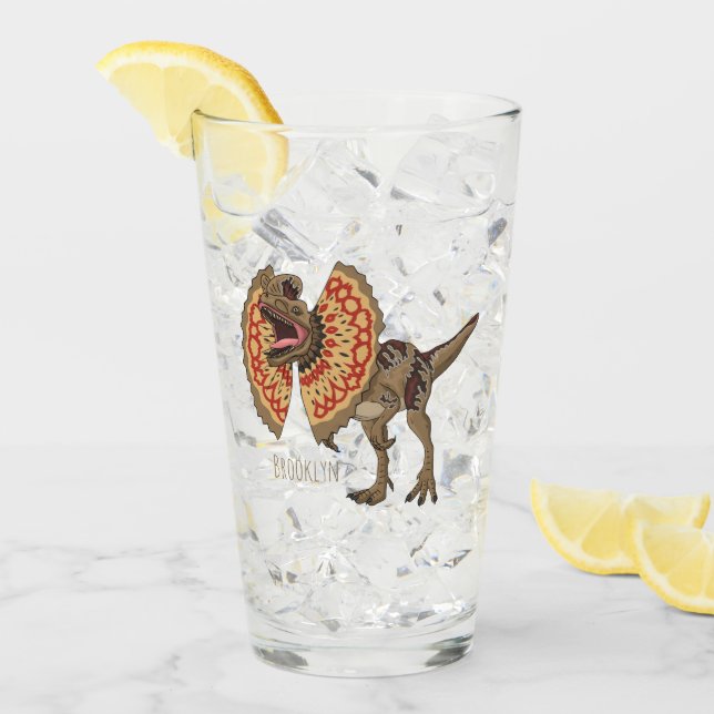 Dilophosaurus cartoon illustration glass (Front Ice)