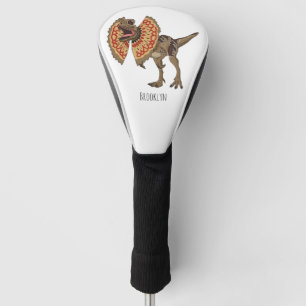 Dilophosaurus cartoon illustration golf head cover