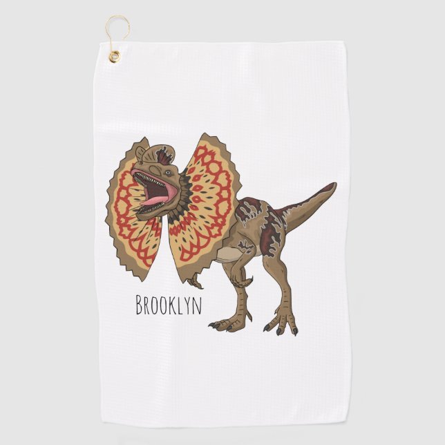 Dilophosaurus cartoon illustration golf towel (Front)