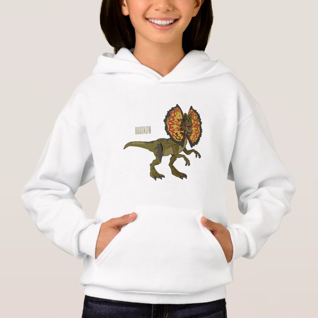 Dilophosaurus cartoon illustration hoodie (Front)