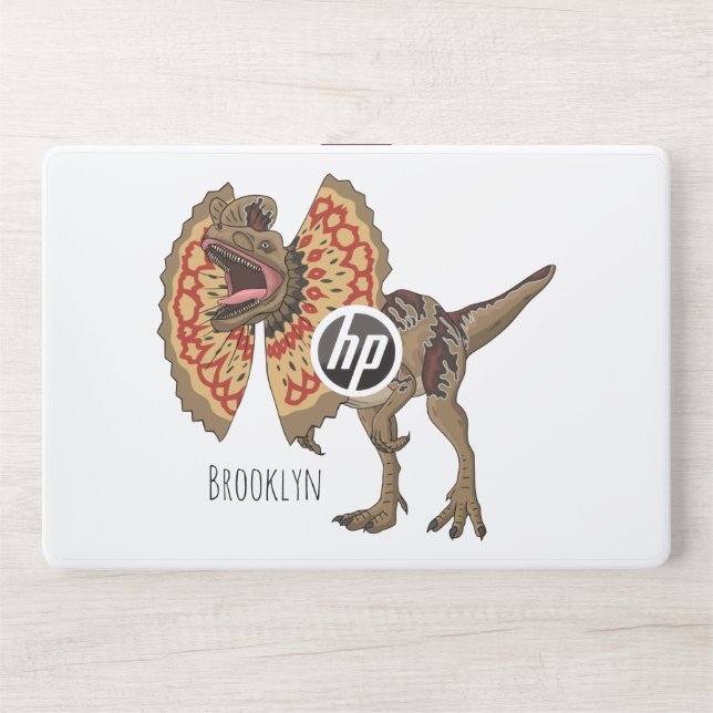 Dilophosaurus cartoon illustration HP laptop skin (Front)