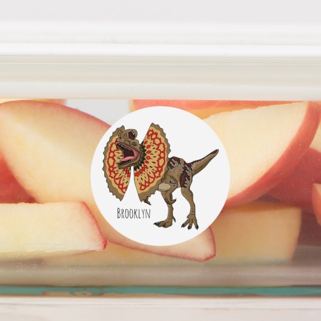 Dilophosaurus cartoon illustration labels (Affixed)