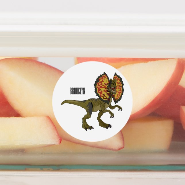 Dilophosaurus cartoon illustration labels (Affixed)