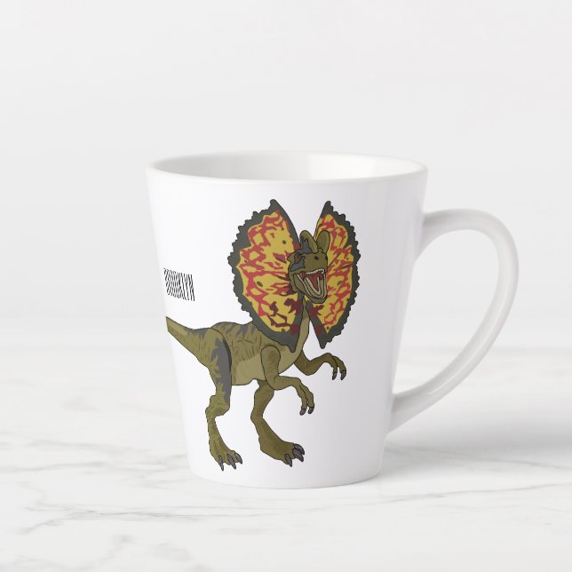 Dilophosaurus cartoon illustration latte mug (Right)