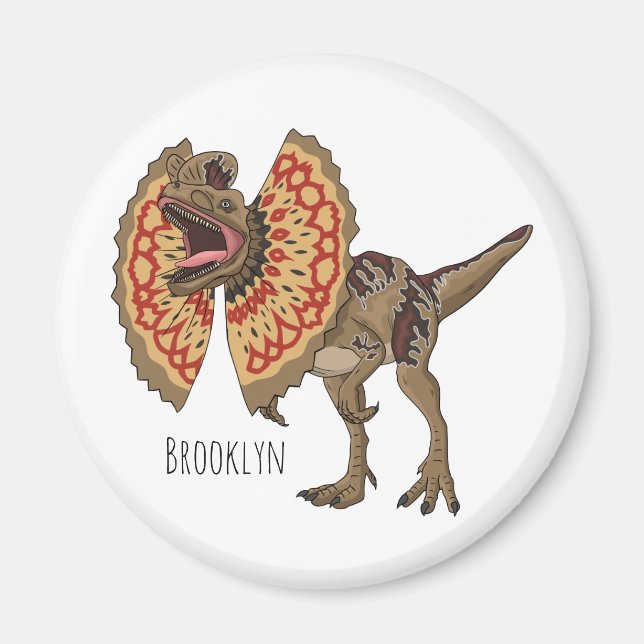 Dilophosaurus cartoon illustration magnet (Front)