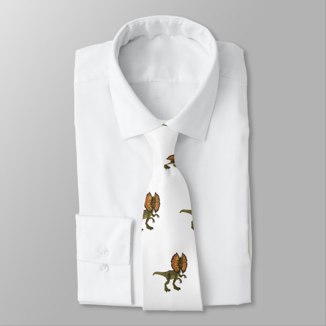 Dilophosaurus cartoon illustration neck tie (Tied)