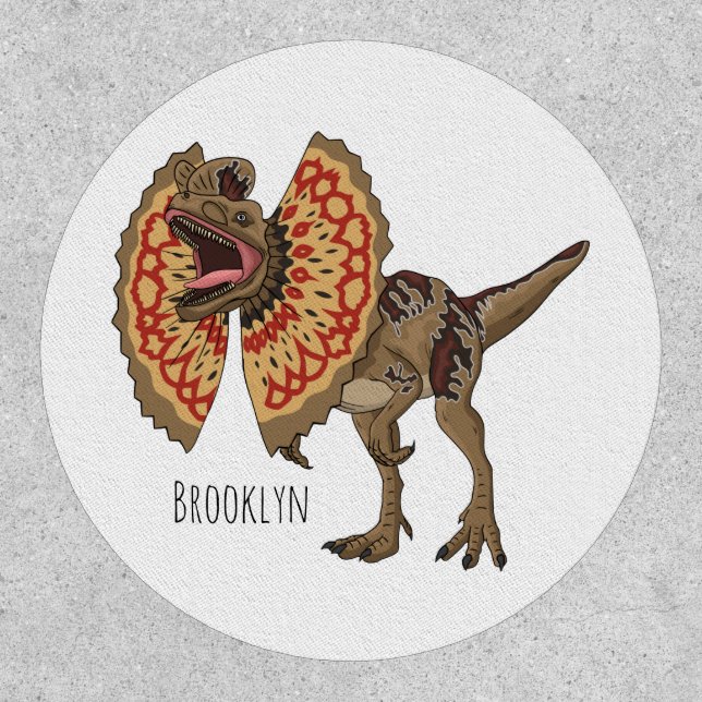 Dilophosaurus cartoon illustration patch (Front)