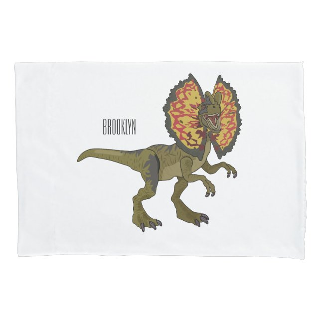 Dilophosaurus cartoon illustration pillow case (Front)