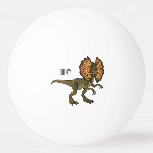 Dilophosaurus cartoon illustration ping pong ball (Front)