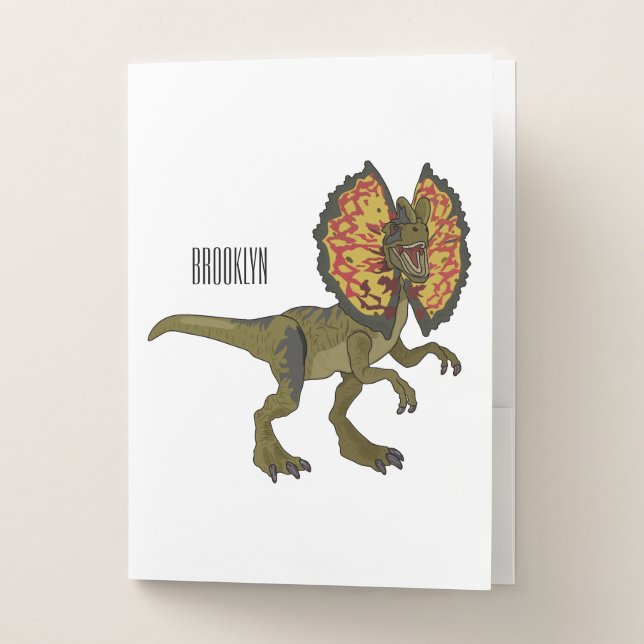 Dilophosaurus cartoon illustration pocket folder (Front)