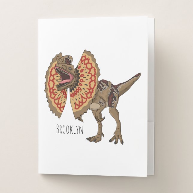 Dilophosaurus cartoon illustration  pocket folder (Front)