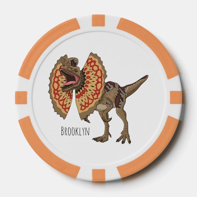 Dilophosaurus cartoon illustration  poker chips (Front)