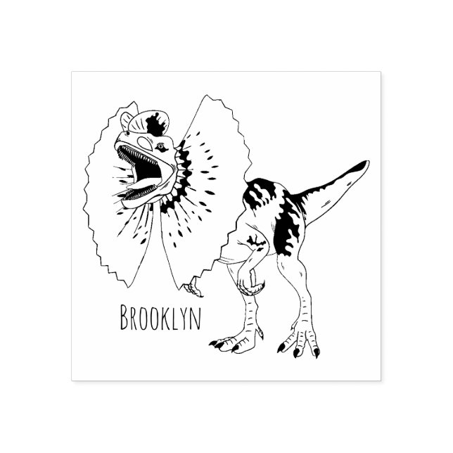 Dilophosaurus cartoon illustration rubber stamp (Imprint)