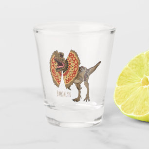 Dilophosaurus cartoon illustration  shot glass