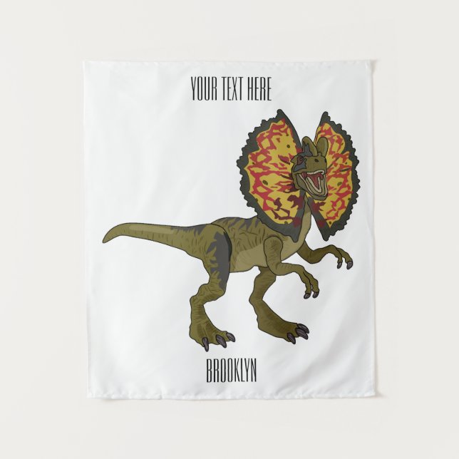 Dilophosaurus cartoon illustration tapestry (Front)