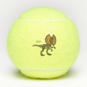 Dilophosaurus cartoon illustration tennis balls
