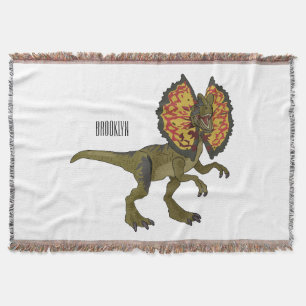 Dilophosaurus cartoon illustration throw blanket