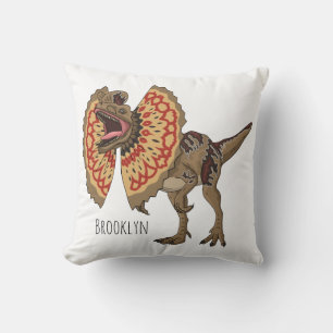 Dilophosaurus cartoon illustration  throw pillow