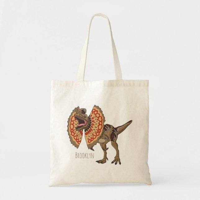 Dilophosaurus cartoon illustration tote bag (Front)