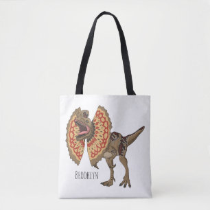 Dilophosaurus cartoon illustration  tote bag