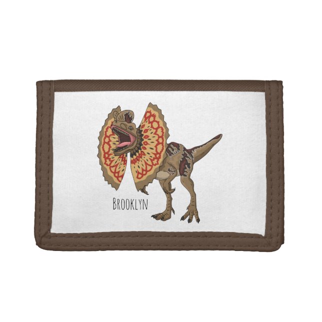 Dilophosaurus cartoon illustration trifold wallet (Front)