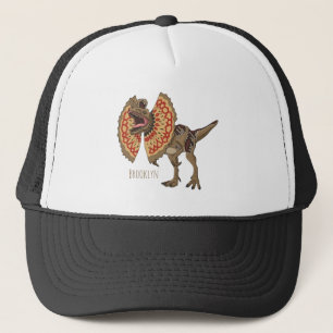 Dilophosaurus cartoon illustration trucker hat