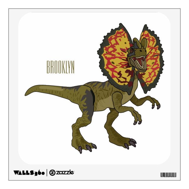 Dilophosaurus cartoon illustration wall decal (Front)