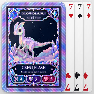 Dilophosaurus Dinosaur, Rainbow Foil Art Poker Cards