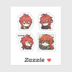 Diluc Genshin Impact 4 Pack Sticker Sheet