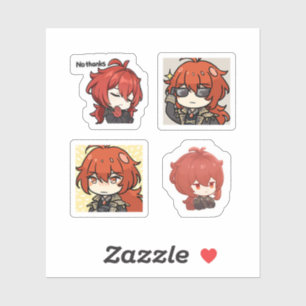 Diluc Genshin Impact 4 Pack Sticker Sheet