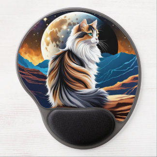 Dilute Calico Cat and Desert Moon Gel Mouse Pad