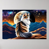 Dilute Calico Cat and Desert Moon