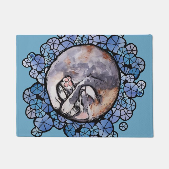 Dilute Calico Cat Cuddles Maine Coon Cats          Doormat (Front)